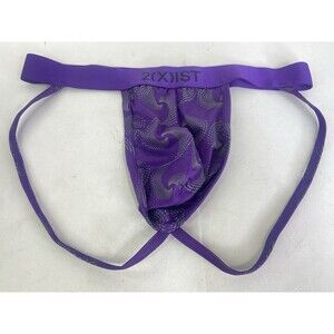 2xist Sexy Sliq Ultra Low Rise Jock Strap Purple Spirals Print Mens Size M